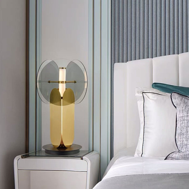 Lampe de table LED en fer et verre d&