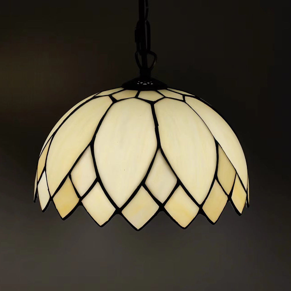 Traditional European Style Milk White Glass Resin Metal Dome 1-Light Pendant Light