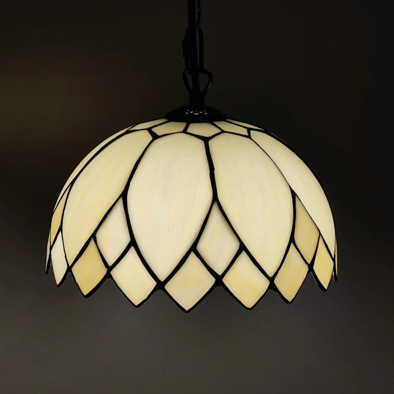 Tiffany Estilo Europeo Vidrio Blanco Lechoso Cúpula Lámpara Colgante de 1 Luz 