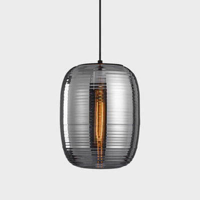 Postmodern Creative Oval Ribbed Glass Pendant Light