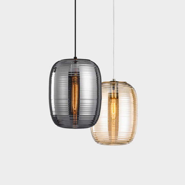 Postmoderne kreative ovale gerippte Glas-Pendelleuchte 