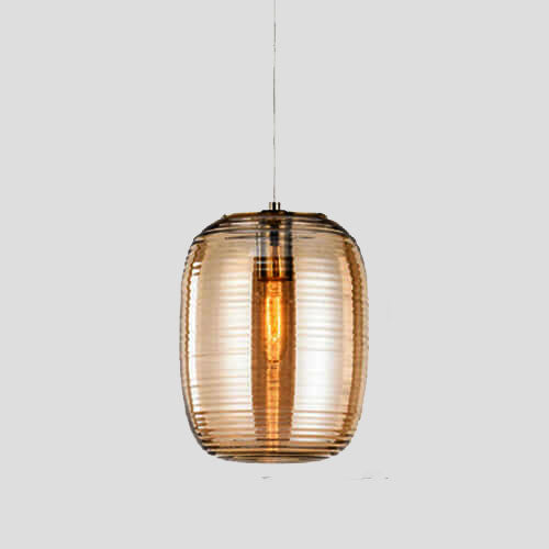 Postmoderne kreative ovale gerippte Glas-Pendelleuchte 