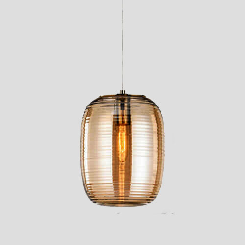 Postmodern Creative Oval Ribbed Glass Pendant Light