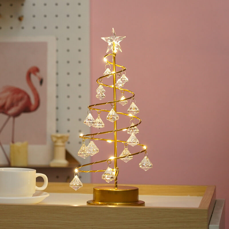 クリスタルクリスマスツリーLEDナイトライト装飾テーブルランプ 