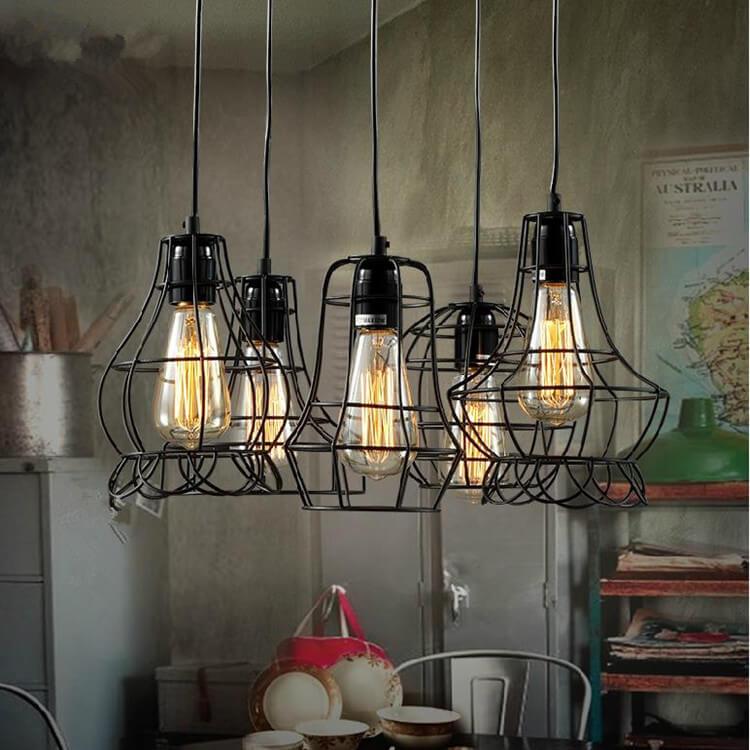 Wrought Iron Openwork 1-Light Baskets Shade Pendant Light