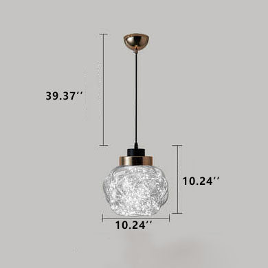 Lampe suspendue LED à 1 lumière en pot de perles de verre créative et moderne 