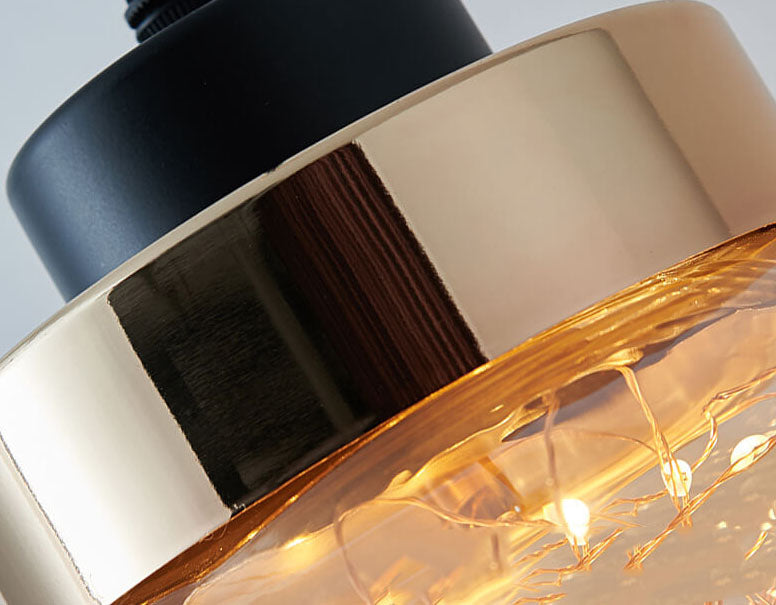 Lampe suspendue LED à 1 lumière en pot de perles de verre créative et moderne 