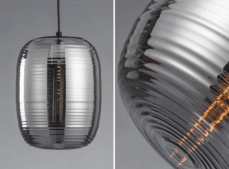 Postmoderne kreative ovale gerippte Glaspendelleuchte 