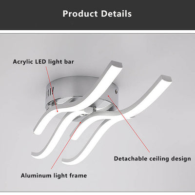 Simple Line Wave LED-Deckenleuchte zur halbbündigen Montage 