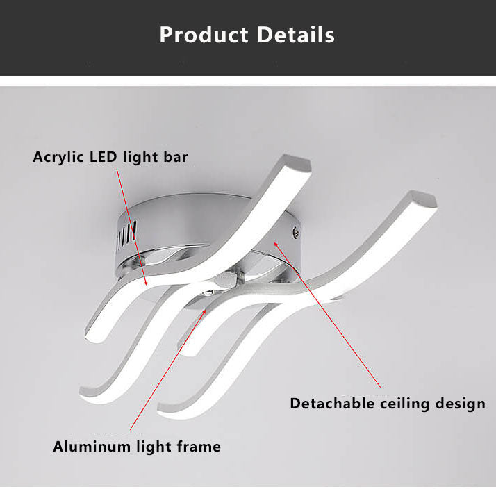 Simple Line Wave LED Semi-Flush Mount Ceiling Light