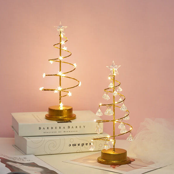 クリスタルクリスマスツリーLEDナイトライト装飾テーブルランプ 