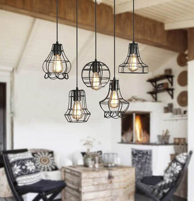 Wrought Iron Openwork 1-Light Baskets Shade Pendant Light