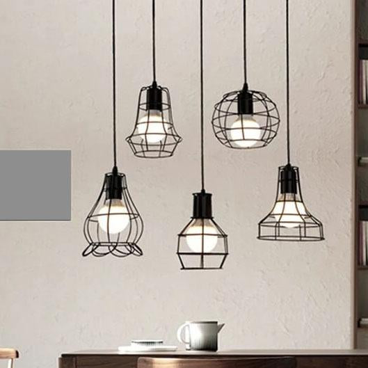 Pantalla de Cestas de 1 Luz de Trabajos en Hierro Forjado Lámpara Colgante 