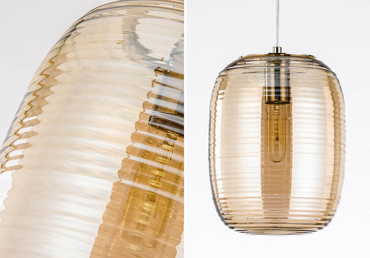 Postmoderne kreative ovale gerippte Glas-Pendelleuchte 