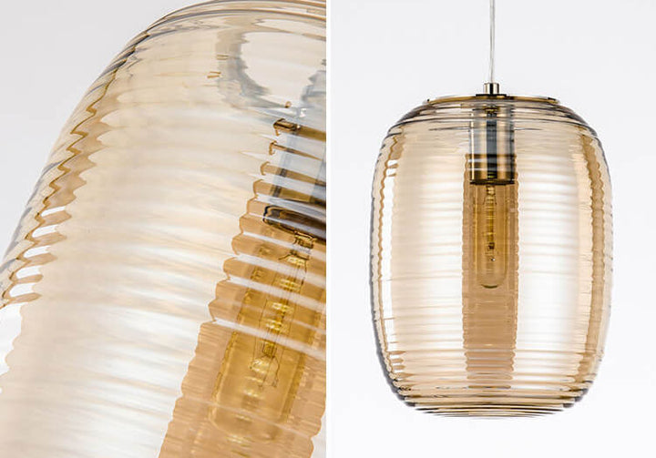Postmoderne kreative ovale gerippte Glas-Pendelleuchte 