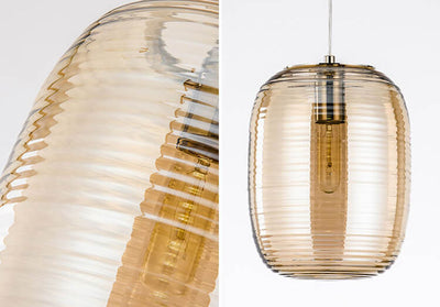 Postmoderne kreative ovale gerippte Glaspendelleuchte 