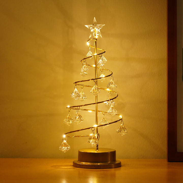 クリスタルクリスマスツリーLEDナイトライト装飾テーブルランプ 