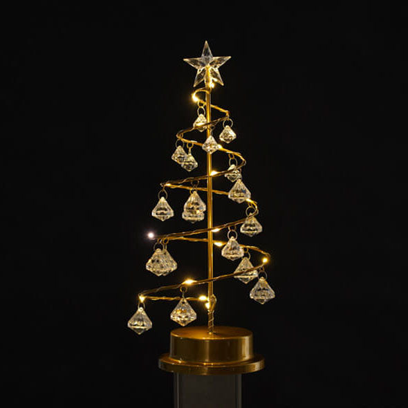 クリスタルクリスマスツリーLEDナイトライト装飾テーブルランプ 
