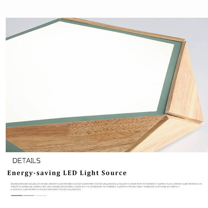 إضاءة LED بسيطة هندسية خشبية بضوء واحد مثبتة على السقف 