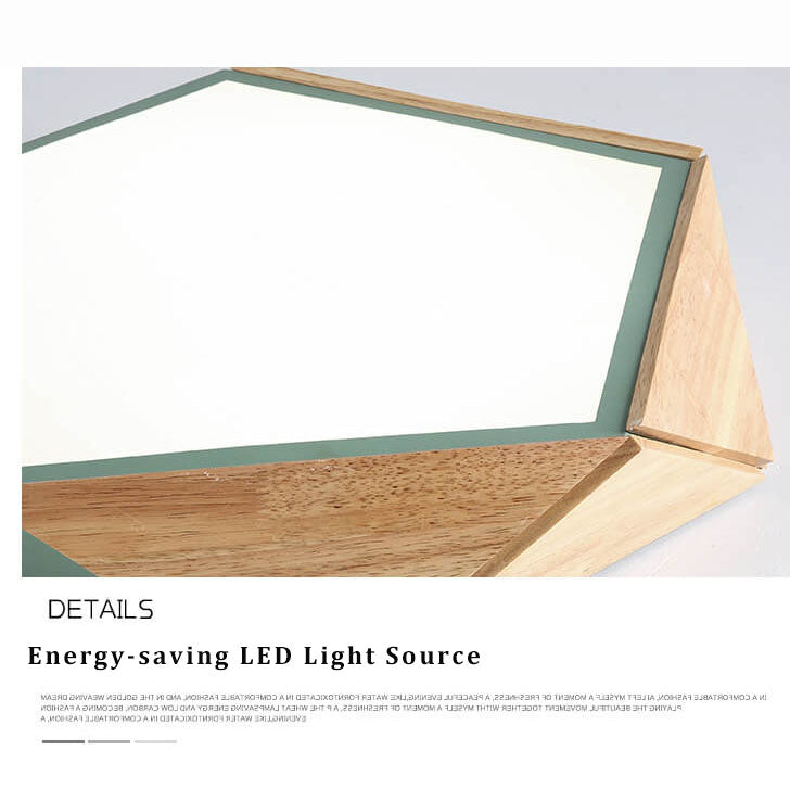 Wooden Simple Geometry 1-Light LED Flush Mount Lighting