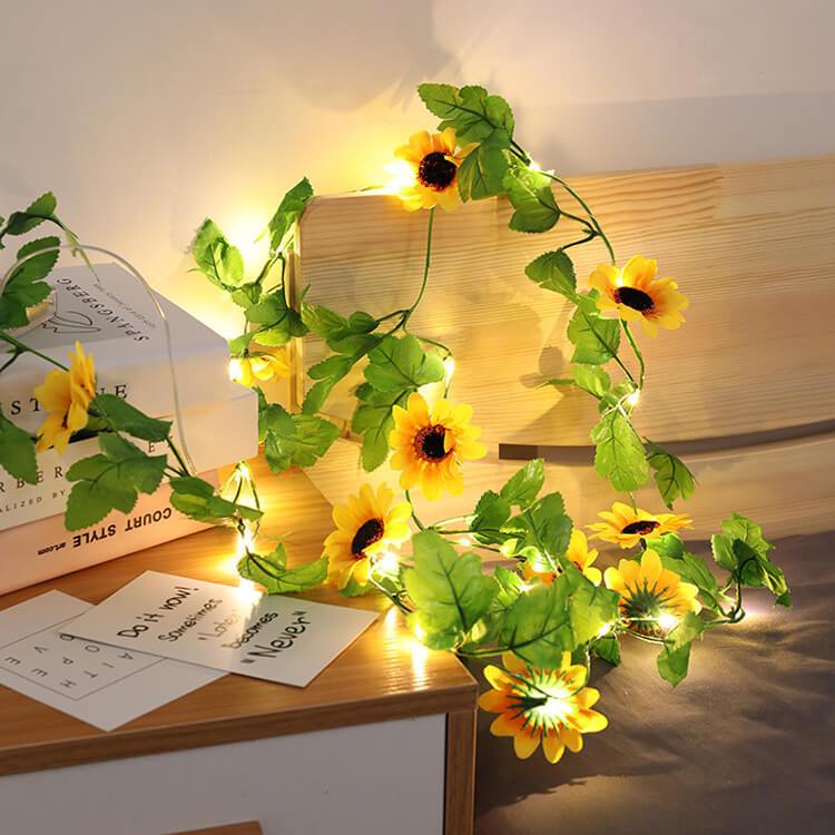 Guirlandes Lumineuses Tournesol Patio Jardin Décoratives de Thanksgiving à Piles 