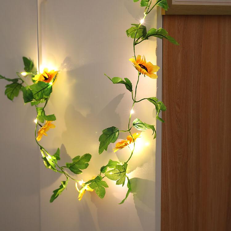 Guirlandes Lumineuses Tournesol Patio Jardin Décoratives de Thanksgiving à Piles 