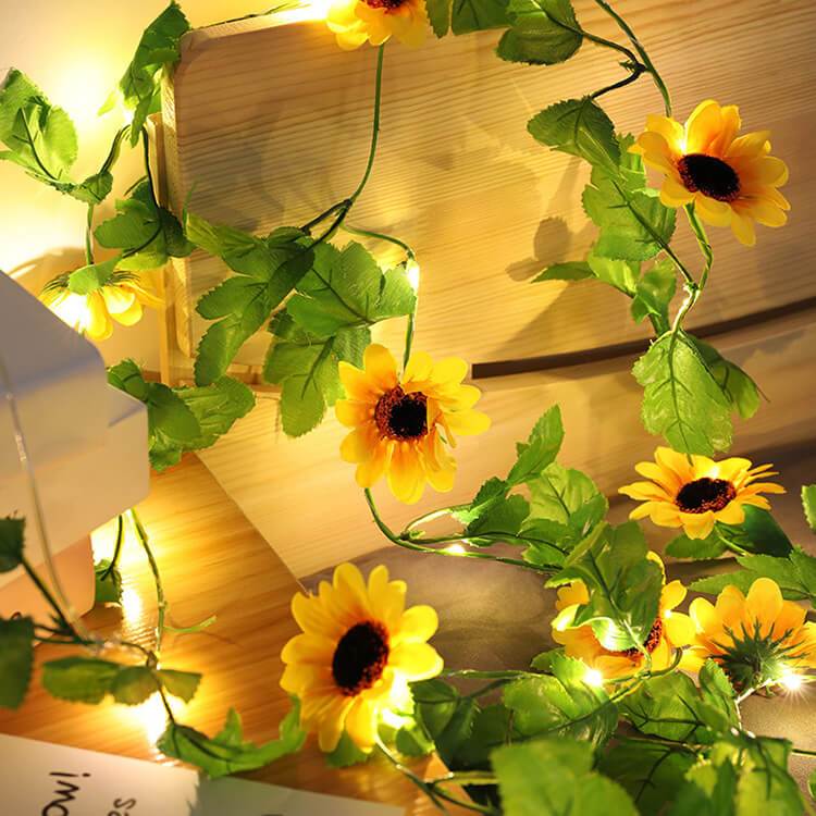 Guirlandes Lumineuses Tournesol Patio Jardin Décoratives de Thanksgiving à Piles 