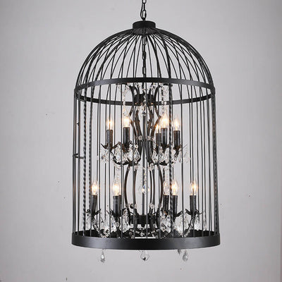 Lustres rétro en fer forgé à 4/8 lumières en forme de cage à oiseaux 