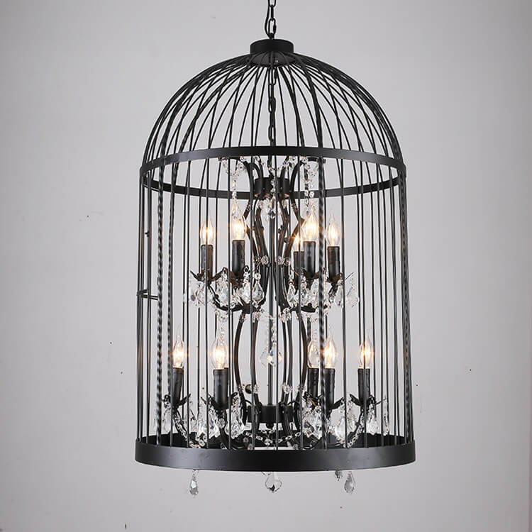 Lustres rétro en fer forgé à 4/8 lumières en forme de cage à oiseaux 