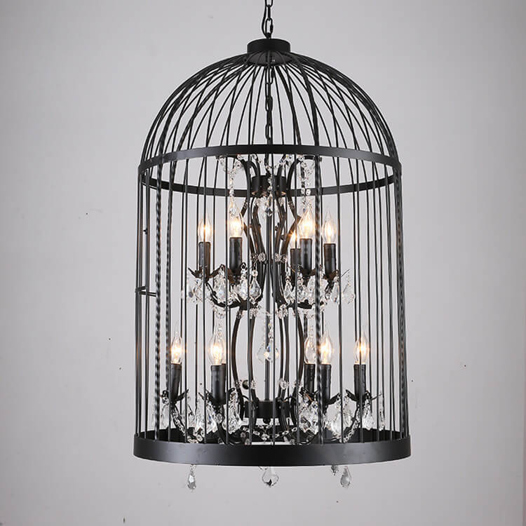 Retro Wrought Iron 4/8 Light Bird Cage Shaped Chandeliers
