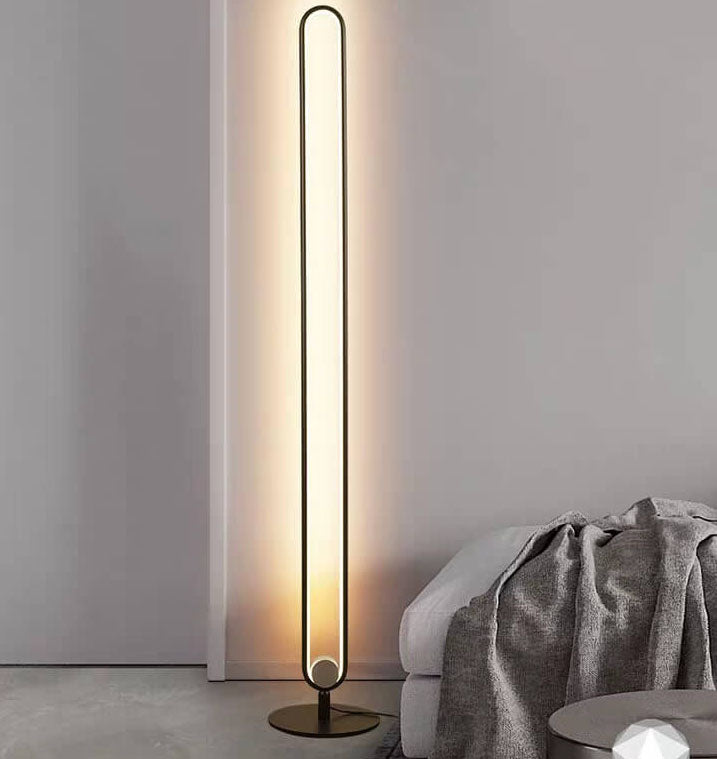 Moderne minimalistische ovale LED-Stehlampe aus Aluminium und Eisen für das Wohnzimmer 