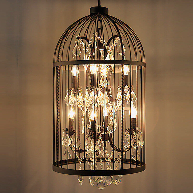 Lustres rétro en fer forgé à 4/8 lumières en forme de cage à oiseaux 
