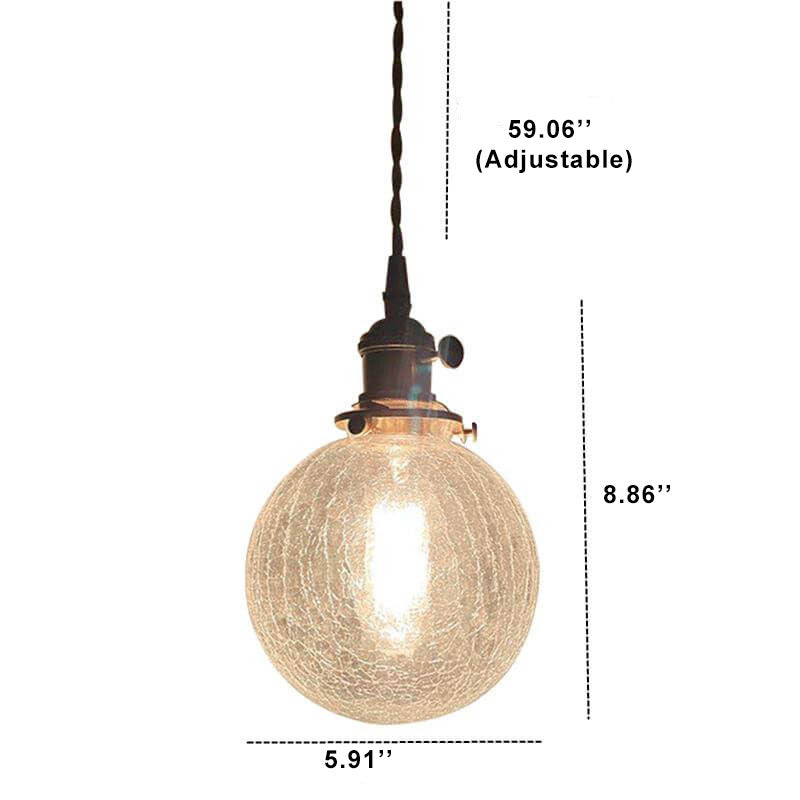 Vintage Crackle Glass 1-Light Globe LED Pendant Light