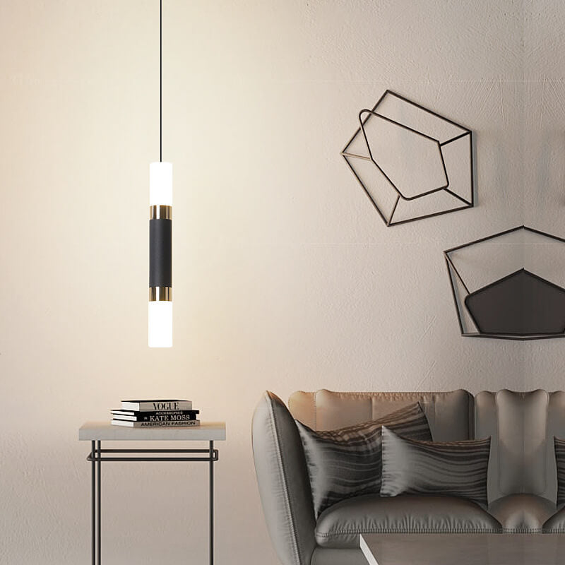 ضوء قلادة LED أكريليك 1-ضوء أنبوب بلمسة نهائية سوداء عصرية 