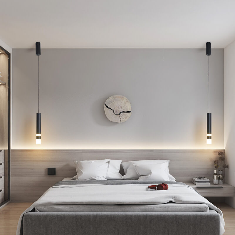 Moderne schwarze Röhren-Hängeleuchte mit 1 Licht aus Acryl und LED 