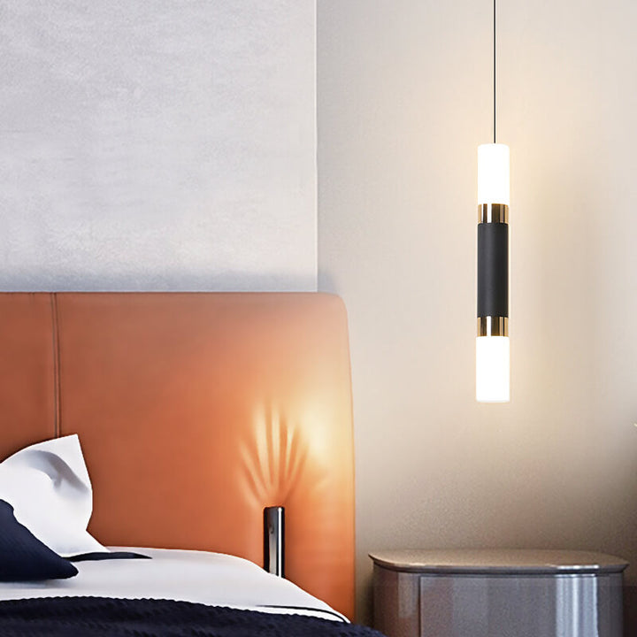 Moderne schwarze Röhren-Hängeleuchte mit 1 Licht aus Acryl und LED 