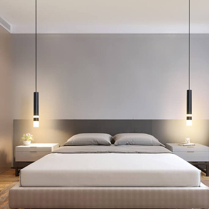 Moderne schwarze Röhren-Hängeleuchte mit 1 Licht aus Acryl und LED 