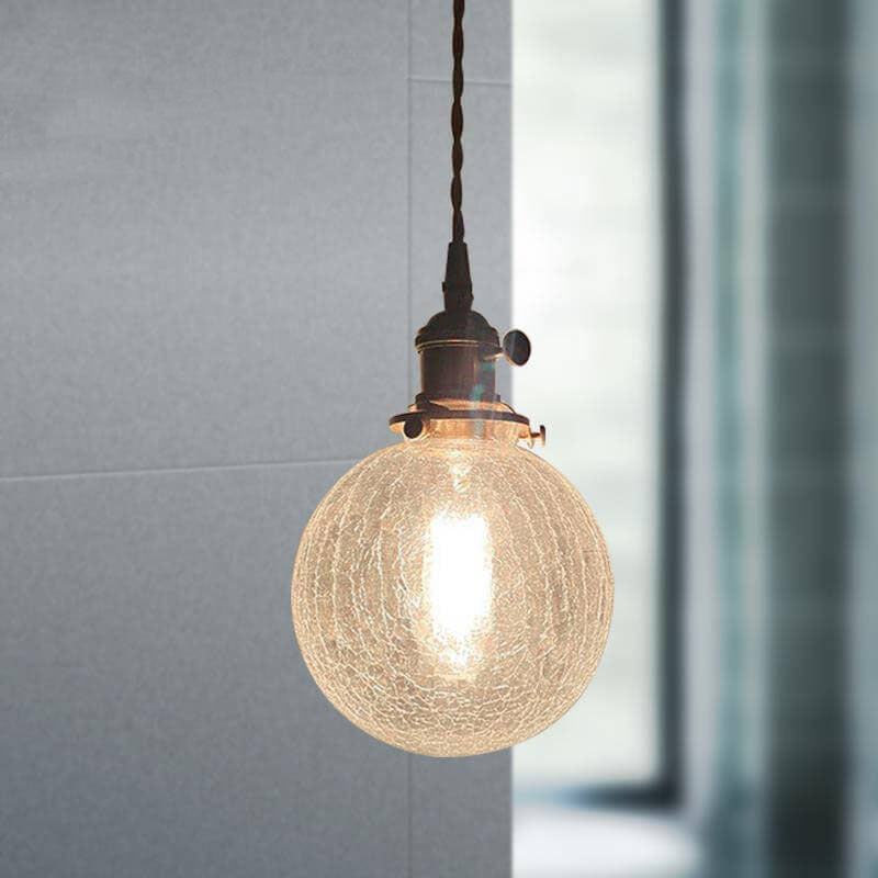 Vintage Crackle Glass 1-Light Globe LED Pendant Light