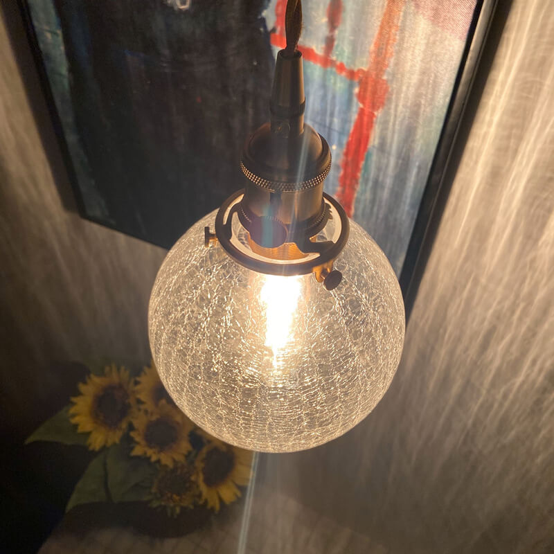 Vintage Crackle Glass 1-Light Globe LED Pendant Light
