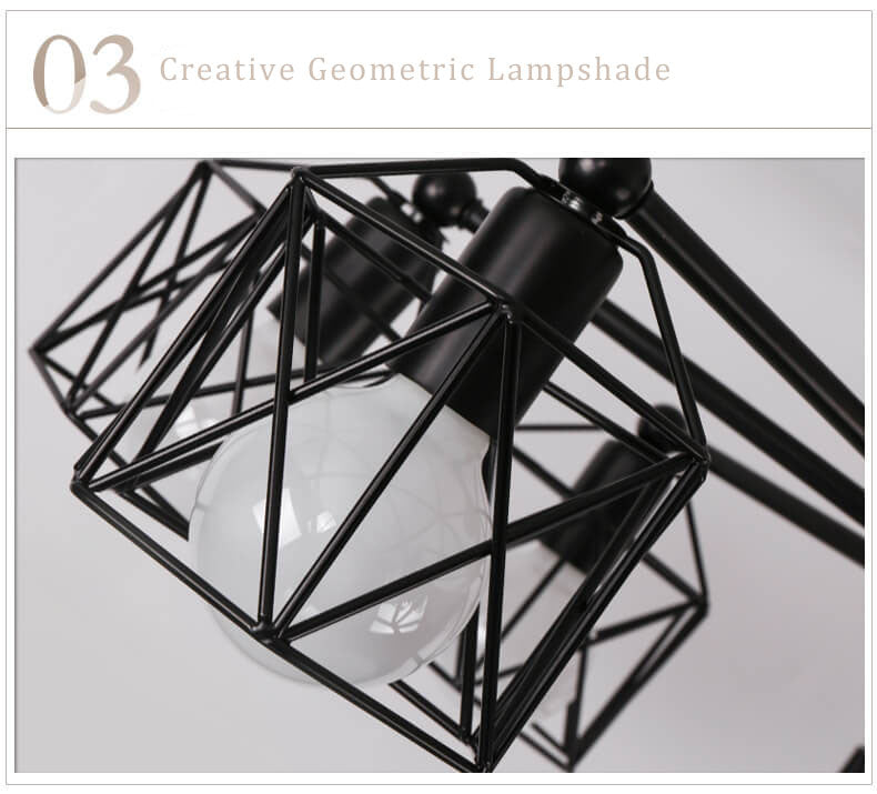 Wrought Iron 6-Light Geometric Lampshade Chandeliers