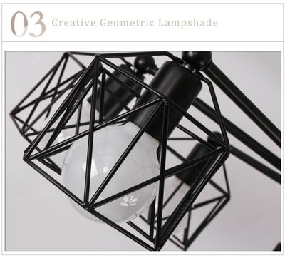 Schmiedeeiserne 3-flammige geometrische Lampenschirm-Kronleuchter 