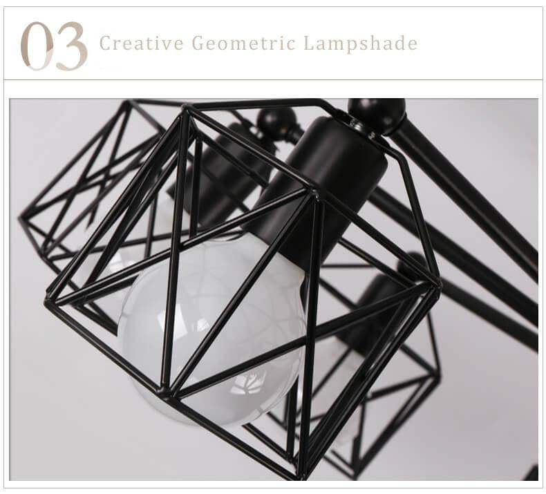 Wrought Iron 3-Light Geometric Lampshade Chandeliers