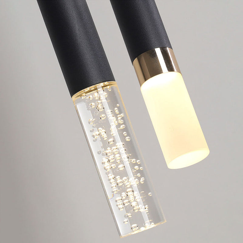 ضوء قلادة LED أكريليك 1-ضوء أنبوب بلمسة نهائية سوداء عصرية 