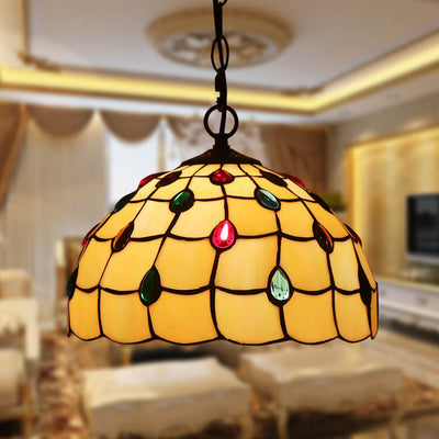 Tiffany Colorful Glass 1-Light Dome Pendant Light