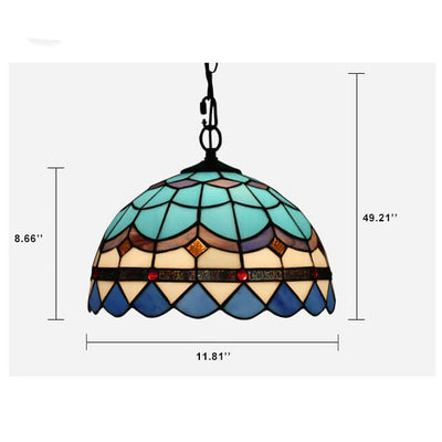 Tiffany Colorido Vidrio 1-Luz Colgante de Cúpula 