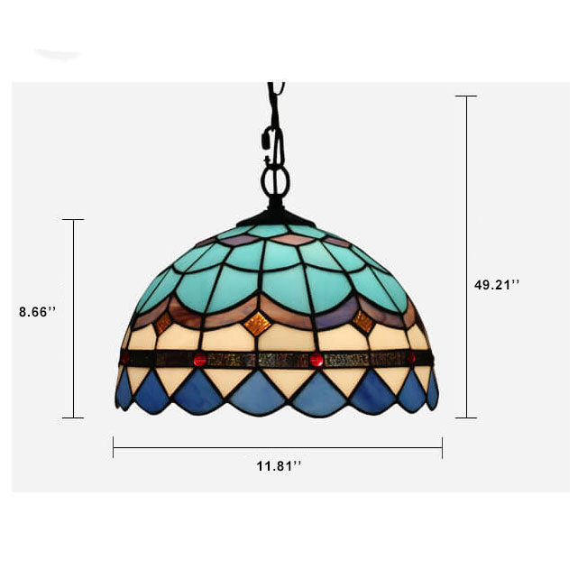 Tiffany Colorido Vidrio 1-Luz Colgante de Cúpula 