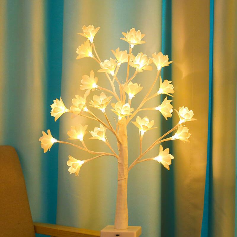 64 Licht Kupferdraht Orchidee USB Lade LED Baum Tischlampe 