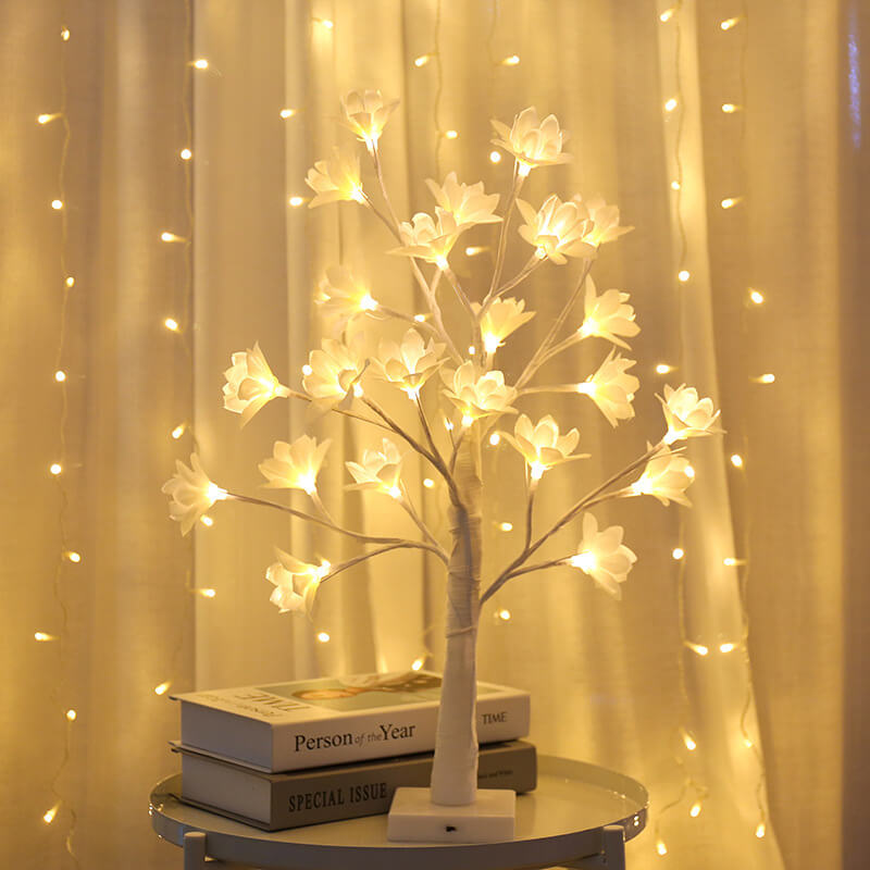 64 Light Copper Wire Orchid USB Charging LED Tree Table Lamp