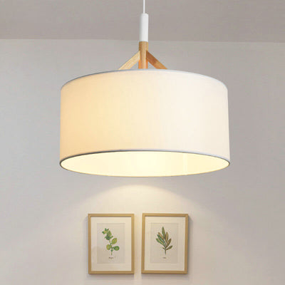 Modern Drum Fabric Shade 1-Light Pendant Light