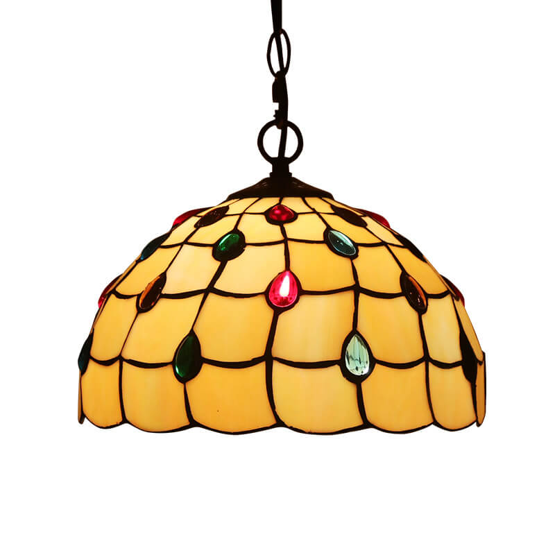 Tiffany Colorido Vidrio 1-Luz Colgante de Cúpula 